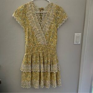 Cottage Cute Yellow Floral Dress American Eagle Size small